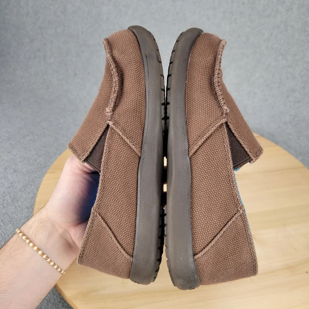 Crocs Santa Cruz Kids Brown Canvas Slip On Loafers Shoes 15576 Size J2‎